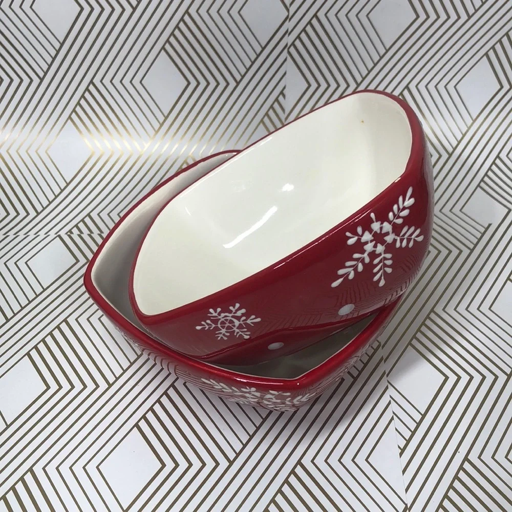 Earthandware soup Christmas plates